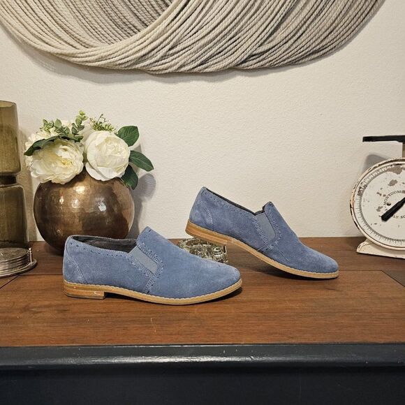Hush Puppies "Moyen" Blue Suede Loafers Sz 7.5 - Picture 4 of 8